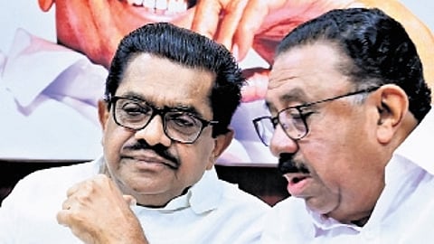Senior Congress leader V M Sudheeran with MM Hassan