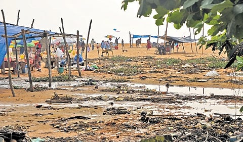 Parts of the Veli beach are in a shoddy state