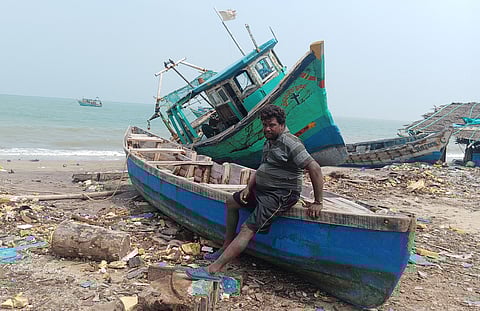 High tide caused as many as seven Mechanised boats which were anchored in the coast and washed to the shores in Rameswaram which led to damages