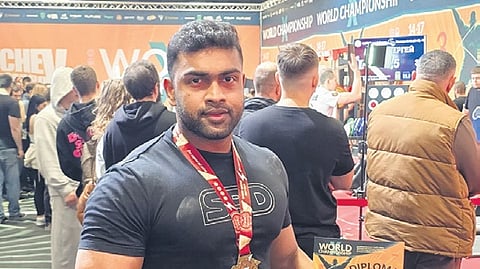 Vishnu Gopan who won gold in Squat Raw Event at WRPF World Championships held in Moscow, Russia