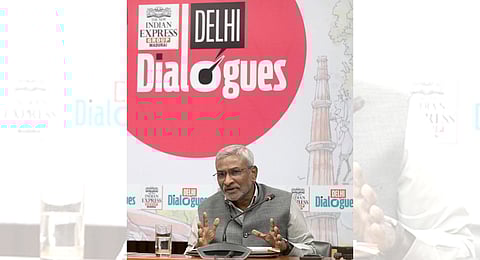 ' Dammu Ravi, Secretary (Economic Relations) Ministry of External Affairs address the 18th edition of Delhi Dialogues in New Delhi on Tuesday.