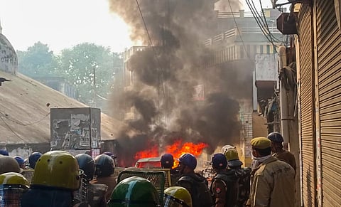 Police try to control situation after violence erupted during the second survey of the Jama Masjid, claimed to be originally the site of an ancient Hindu temple, in Sambhal.