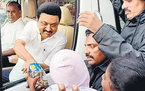 CM MK Stalin at a recent field inspection in Ariyalur district