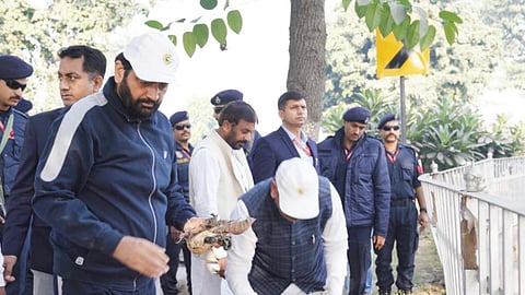 Hundreds of people joined CM Saini for an hour-long cleanliness drive from Sheikh Chilli’s Tomb to OP Jindal Park.