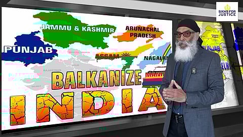 Khalistani extremist Gurpatwant Singh Pannun who heads the Sikhs for Justice (SFJ) outfit in a video message.