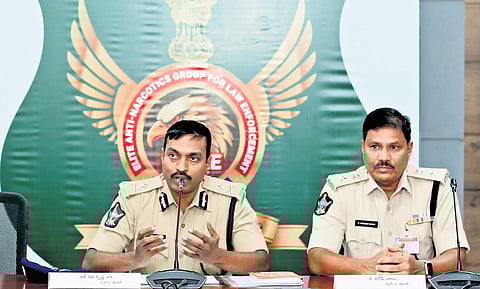 Inspector General and EAGLE chief Aake Ravi Krishna addressing the media at the police headquarters on Friday