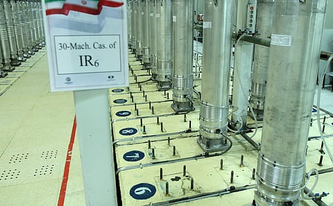 This photo released on Nov. 5, 2019, by the Atomic Energy Organization of Iran shows centrifuge machines in the Natanz uranium enrichment facility in central Iran.