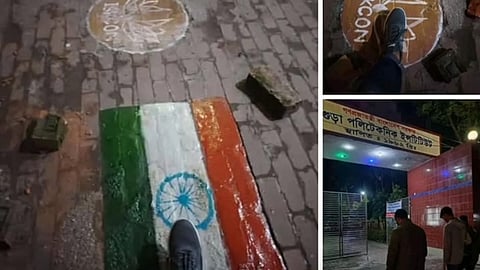 The Indian tricolour being desecrated (Photo | Special arrangement)