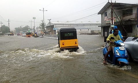 The continuous downpour flooded major roads in the Nagapattinam district
