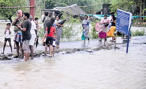 The waterlogged Kaippani Colony in Marakkanam