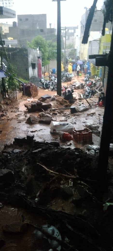 Remains of a house that was destroyed in a landslide at Annamalaiyar Hill.