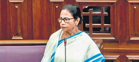 Mamata Banerjee during a session in the west Bengal Assembly in Kolkata.