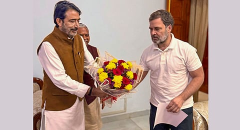 LoP in the Lok Sabha and Congress leader Rahul Gandhi meets AICC General Secretary and Jharkhand Congress in-charge Ghulam Ahmad Mir, Monday, Dec. 2, 2024.