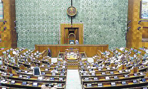 Members in the Lok Sabha during the winter session in New Delhi.