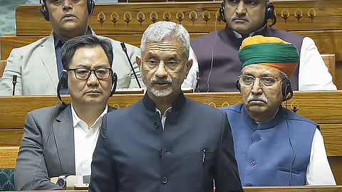 External Affairs Minister S. Jaishankar speaks in the Lok Sabha during the Winter session of Parliament in New Delhi, Tuesday, Dec. 3, 2024.