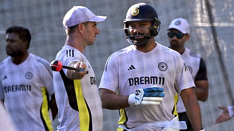 Rohit Sharma during a practice session in the nets ahead of test match against Australia