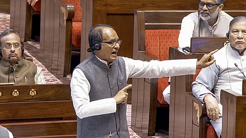 Union Minister Shivraj Singh Chouhan speaks in the Rajya Sabha during the Winter session of Parliament, in New Delhi.