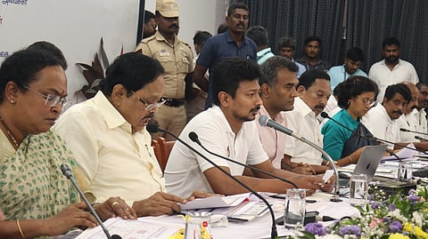 Deputy CM Udhayanidhi Stalin during the review meeting