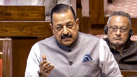 Union Minister Jitendra Singh speaks in the Rajya Sabha during the Winter session of Parliament in New Delhi, Thursday, Dec. 5, 2024.