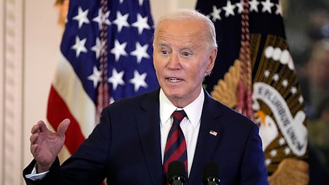 US President Joe Biden speaks at an event to honour veterans and their families one day before the 83rd anniversary of the attack on Pearl Harbor, in the East Room at the White House in Washington, Friday, Dec. 6, 2024.