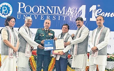 Founder of KIIT and KISS Achyuta Samanta received his 62nd honorary doctorate from Poornima University at Jaipur in Rajasthan on Saturday.