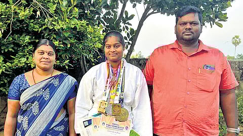 Chandana Kondapalli, a karateka from Bhadradri Kothagudem district.