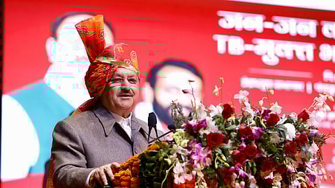 Union Health Minister JP Nadda speaks at the launch of intensified 100-Day TB Elimination Campaign at Panchkula in Haryana.