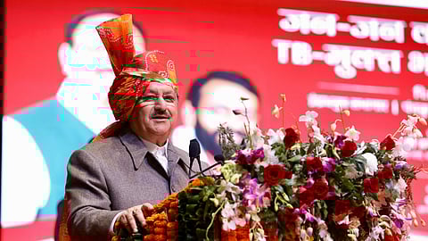 Union Health Minister JP Nadda speaks at the launch of intensified 100-Day TB Elimination Campaign at Panchkula in Haryana on Saturday