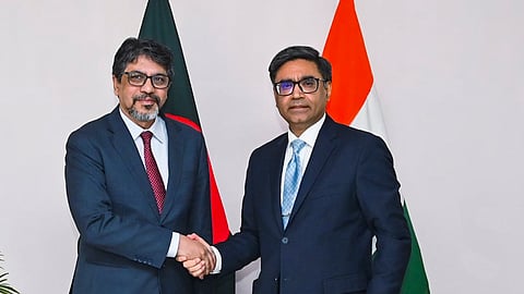 Foreign Secretary Vikram Misri during talks with his Bangladeshi counterpart Mohammad Jashim Uddin in Dhaka, amid strained bilateral ties since August following the ouster of prime minister Sheikh Hasina