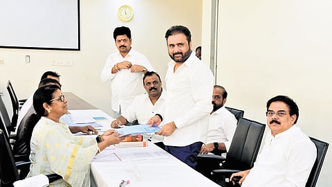Sana Sathish filed his nomination for Rajya Sabha seat, at the Assembly