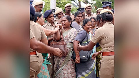 The part-time teachers staging protest in Chennai.