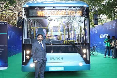 Mahesh Babu, Chief Executive Officer, of SWITCH Mobility with the unveiled SWITCH EiV12