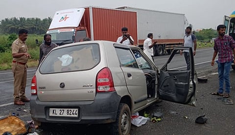 Three killed in a road accident after a car and a van collided on Salem - Kochi Bypass near Madukkarai on Thursday.