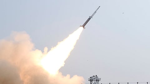 SFDR propulsion based missile system being test-fired from the ITR off the Odisha coast (Photo | Express)
