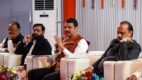 Maharashtra Chief Minister Devendra Fadnavis, Deputy Chief Ministers Eknath Shinde and Ajit Pawar.