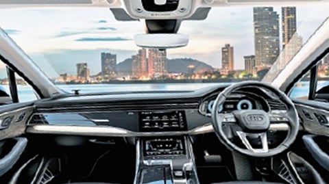 The inside view of Audi's Q7 luxury SUV.