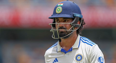 KL Rahul walks off the field after losing his wicket during play on day four of the third cricket test between India and Australia at the Gabba in Brisbane, Australia, Tuesday, Dec. 17, 2024.