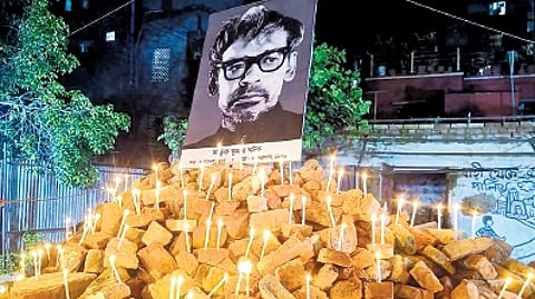 Candlelight vigile at filmmaker Ritwik Ghatak’s home which was destroyed by a mob