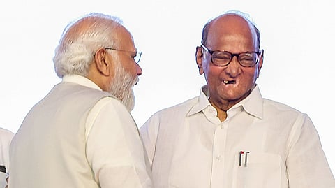 Prime Minister Narendra Modi in a candid conversation with NCP (SP) chief Sharad Pawar