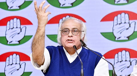 Congress General Secretary in-charge of Communications Jairam Ramesh addresses a press conference at the party's headquarters in New Delhi.
