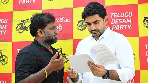 Kalingiri Santhi’s husband Madan Mohan met Minister Lokesh at Praja Darbar and sought justice.