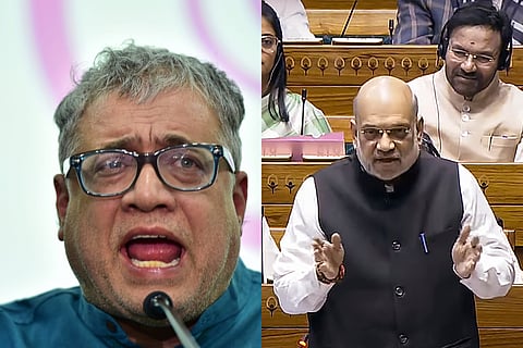 Trinamool Congress Rajya Sabha leader Derek O'Brien (L) Home Minister Amit Shah