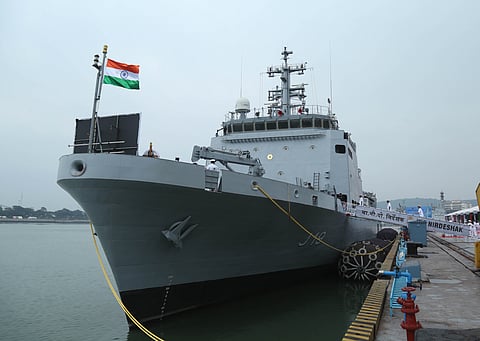 New Survey Ship, INS Nirdeshak, commissioned into the Indian Navy at Naval Dockyard in Vizag on Wednesday