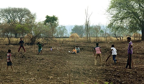 Children are seen playing cricket on a pleasant evening in Velichala village, Karimnagar district . Image used for representational purpose only.