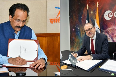 ISRO and ESA have signed an agreement to collaborate on astronaut training, mission
implementation, and research experiments, including cooperation for the upcoming Axiom-4 mission.