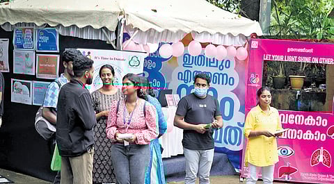Young delegates at K-SOTTO stall at the main venue of IFFK in Thiruvananthapuram