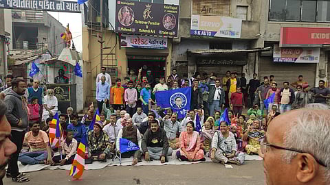 Angered by the act, residents of the locality alerted the police and staged a sit-in protest on the road.
