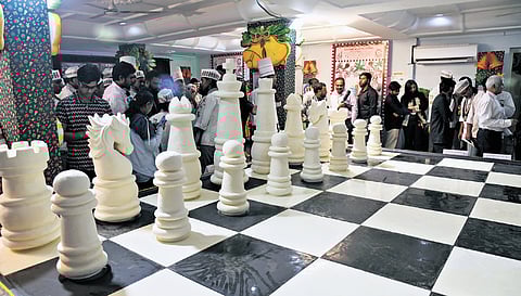 The 550 kg chocolate chessboard set is a tribute to the chess champions of the country