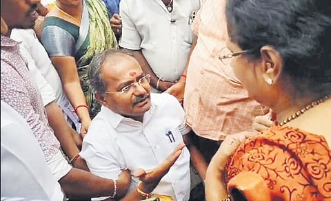 MLA R Arul appeals to the HM to not close the school.