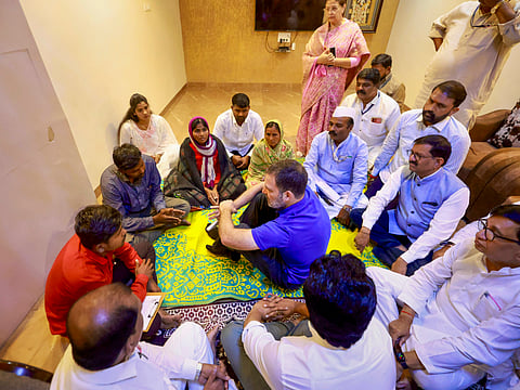 Congress leader Rahul Gandhi meets family of Somnath Suryavanshi who allegedly died in police custody following violence, in Parbhani district